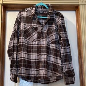 Casual Button Down Plaid Shirt - Black and Gray